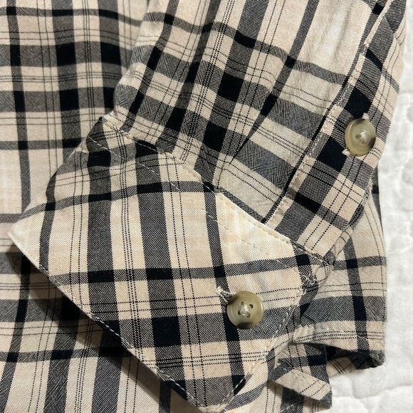 SANCTUARY BOYFRIEND Black, White & Tan Button Down Shirt, Size X-Small -#270 - Picture 5 of 11